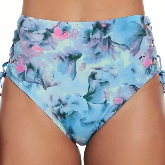NIKE TWO PIECE BIKINI SWIMSUIT: BLUE FLORAL: NEW WITH TAGS: SIZE MEDIUM - Picture 4 of 6